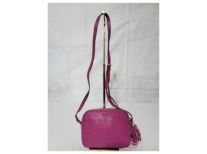 GUCCI Borsa Disco Soho Piccola in Pelle di Vitello Rosa Magenta - vista 3
