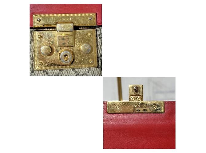 Borsa a spalla media Padlock in pelle GG Supreme monogramma beige/rosso ibisco di GUCCI Rosa - vista 14