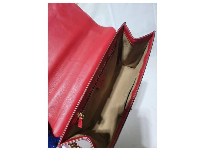Borsa a spalla media Padlock in pelle GG Supreme monogramma beige/rosso ibisco di GUCCI Rosa - vista 15