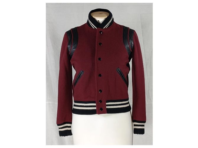 Chaqueta Teddy Saint Laurent rojo burdeos - vista 2
