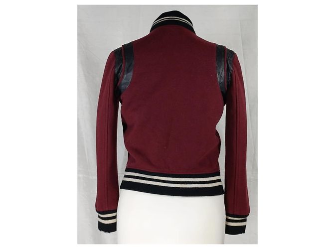 Chaqueta Teddy Saint Laurent rojo burdeos - vista 3