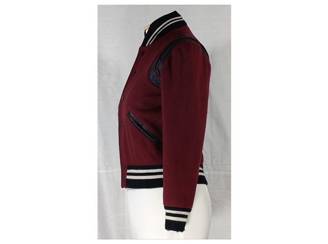 Chaqueta Teddy Saint Laurent rojo burdeos - vista 4