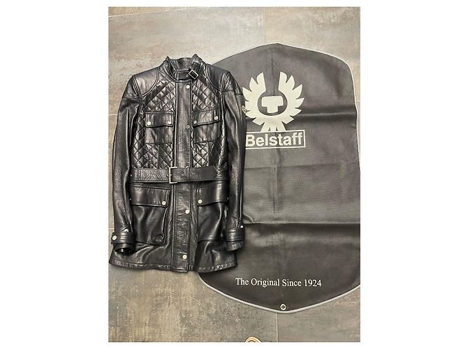 Parka Belstaff Catwoman de cuero de cordero negro - vista 12