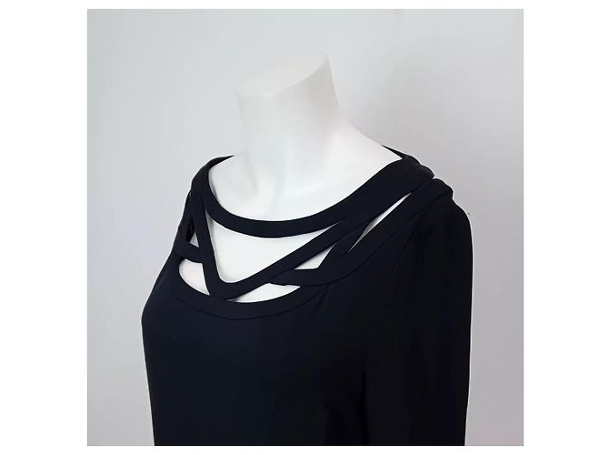 Diane Von Furstenberg DvF Melanie Kleid mit Käfig-Ausschnitt aus schwarzer Seide - Ansicht 4