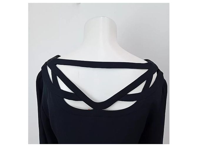 Diane Von Furstenberg DvF Melanie Kleid mit Käfig-Ausschnitt aus schwarzer Seide - Ansicht 6