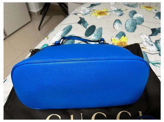 Borsa in pelle blu Dôme Gucci - vista 10