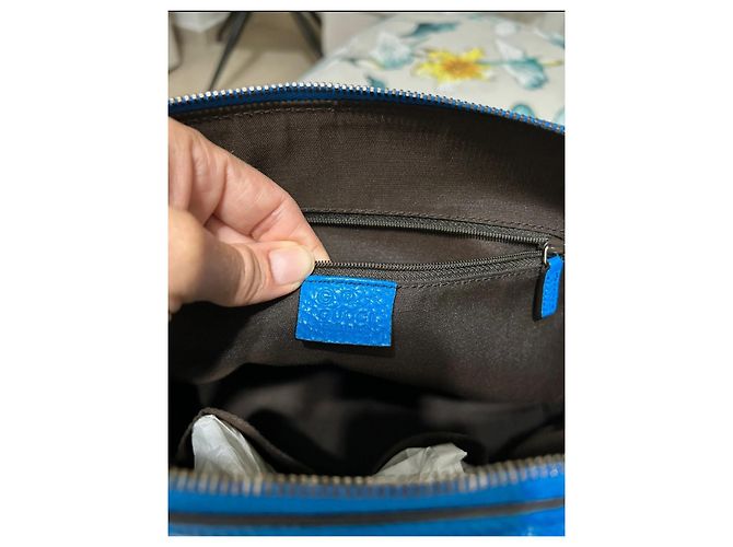 Borsa in pelle blu Dôme Gucci - vista 12