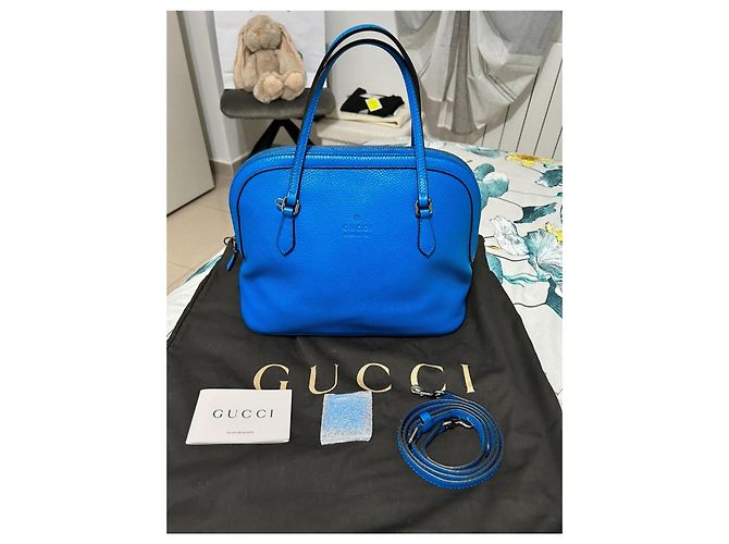 Borsa in pelle blu Dôme Gucci - vista 3