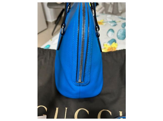 Borsa in pelle blu Dôme Gucci - vista 7