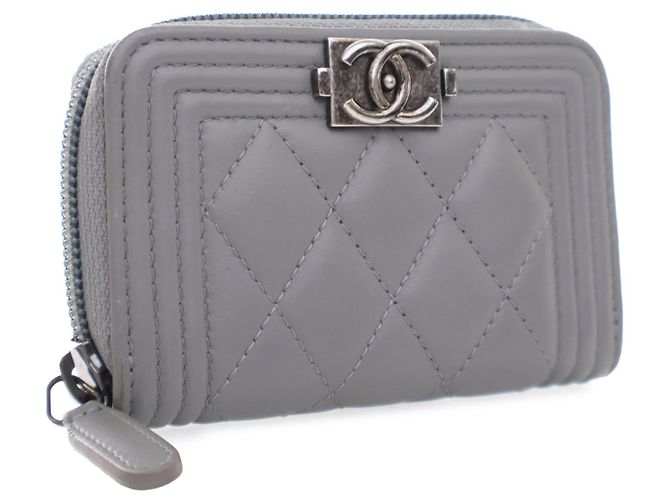 Monedero Boy de piel de cordero gris Chanel Castaño - vista 2