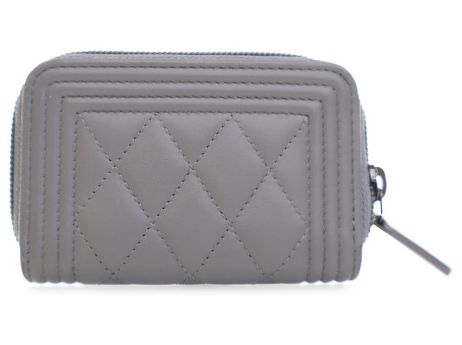 Monedero Boy de piel de cordero gris Chanel Castaño - vista 3