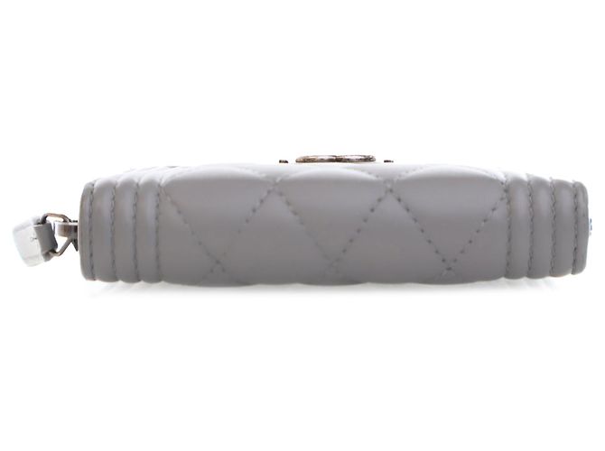 Monedero Boy de piel de cordero gris Chanel Castaño - vista 4