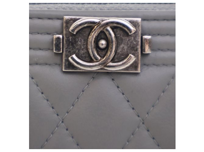 Monedero Boy de piel de cordero gris Chanel Castaño - vista 6