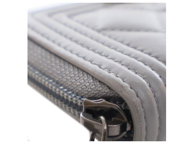 Monedero Boy de piel de cordero gris Chanel Castaño - vista 9