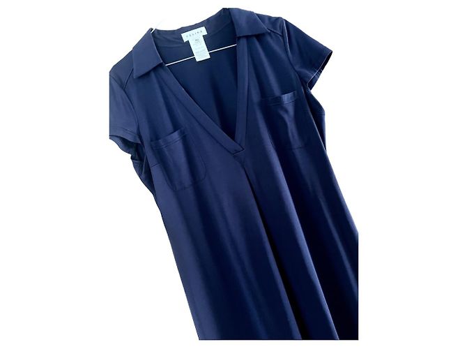 Céline Vestido midi CELINE con cuello en V 40/42 de jersey de seda marina Azul marino - vista 2
