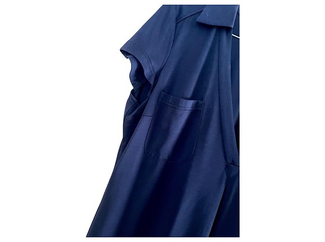 Céline Vestido midi CELINE con cuello en V 40/42 de jersey de seda marina Azul marino - vista 3