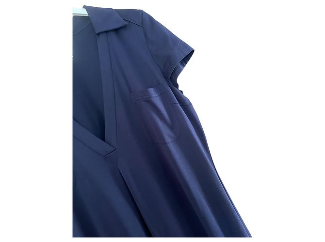 Céline Vestido midi CELINE con cuello en V 40/42 de jersey de seda marina Azul marino - vista 4