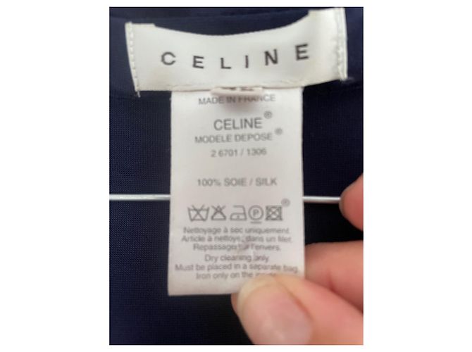 Céline Vestido midi CELINE con cuello en V 40/42 de jersey de seda marina Azul marino - vista 5