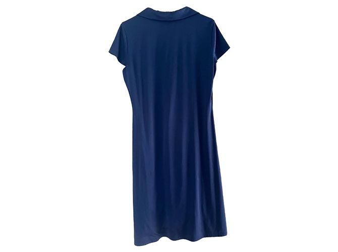 Céline Vestido midi CELINE con cuello en V 40/42 de jersey de seda marina Azul marino - vista 7