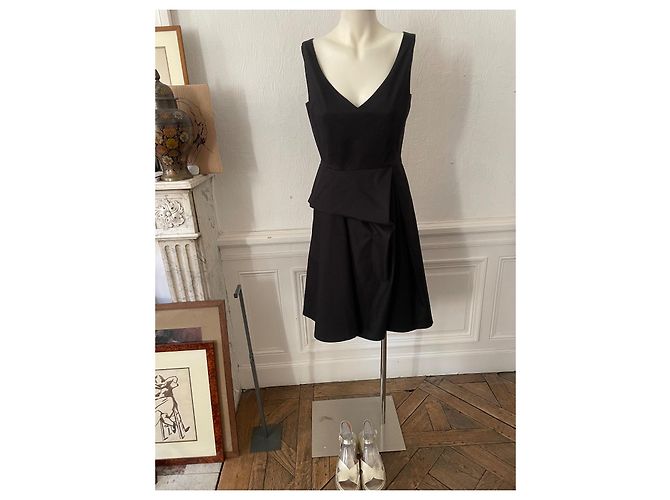 Vestido deconstruido Sportmax 38 de popelina de algodón negro - vista 2