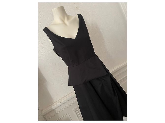 Vestido deconstruido Sportmax 38 de popelina de algodón negro - vista 4