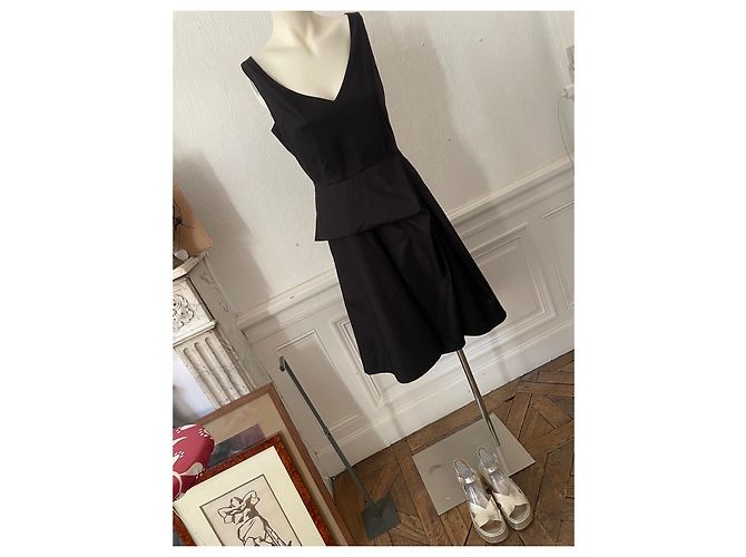 Vestido deconstruido Sportmax 38 de popelina de algodón negro - vista 5