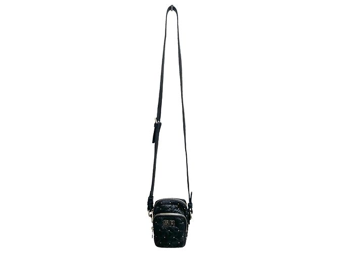 Mini borsa trapuntata anni '90 di Sonia Rykiel in tela e pelle nera e dorata Nero Gold hardware - vista 3
