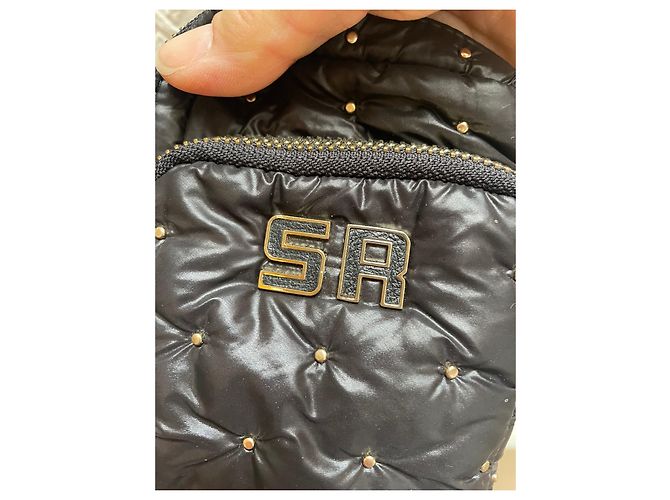 Mini borsa trapuntata anni '90 di Sonia Rykiel in tela e pelle nera e dorata Nero Gold hardware - vista 7