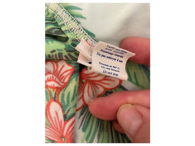 Einteiliger Badeanzug und 90er Jahre Badehose Eres 36/38 mit tropischen Mustern Pink Rot Hellgrün Türkis Dunkelgrün - Ansicht 7