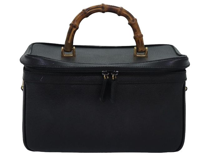 Borsa a mano in pelle Gucci Bamboo Vanity 2 vie nera 013 2122 2491 Auth ar12149 Nero - vista 13