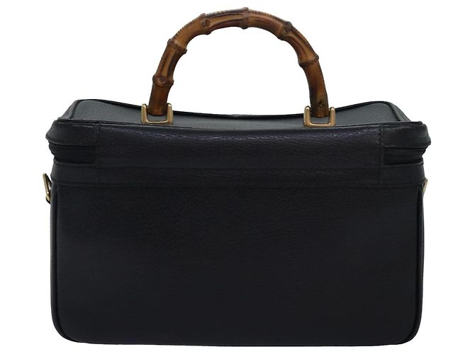 Borsa a mano in pelle Gucci Bamboo Vanity 2 vie nera 013 2122 2491 Auth ar12149 Nero - vista 2