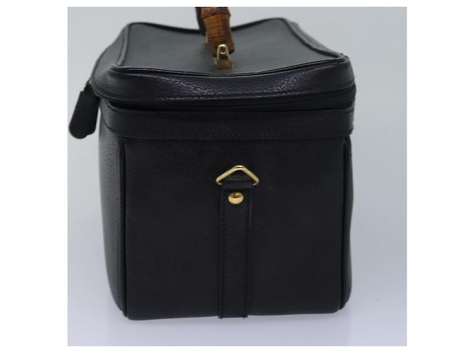 Borsa a mano in pelle Gucci Bamboo Vanity 2 vie nera 013 2122 2491 Auth ar12149 Nero - vista 4