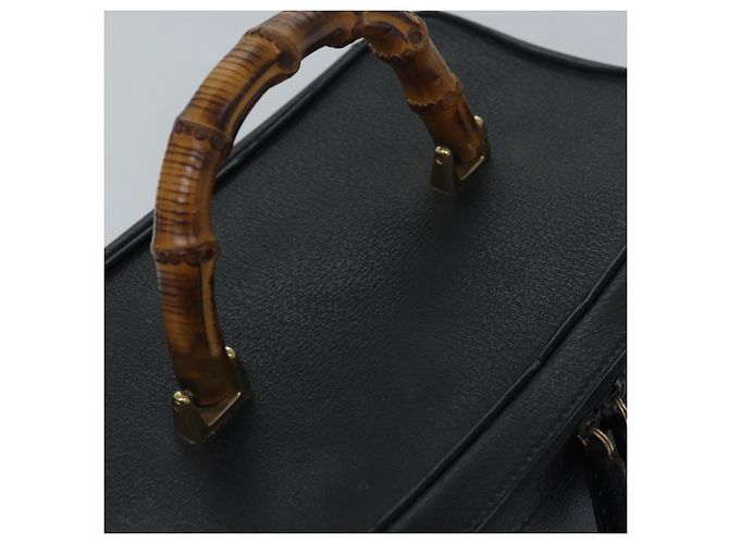 Borsa a mano in pelle Gucci Bamboo Vanity 2 vie nera 013 2122 2491 Auth ar12149 Nero - vista 6