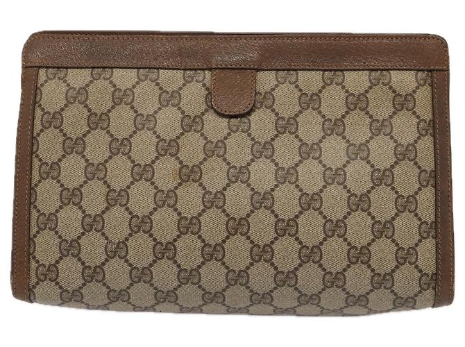 GUCCI GG Supreme Web Sherry Line Clutch Bag PVC Beige Rosso 89 01 033 Auth ep4795 - vista 2