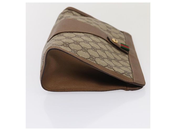 GUCCI GG Supreme Web Sherry Line Clutch Bag PVC Beige Rosso 89 01 033 Auth ep4795 - vista 3