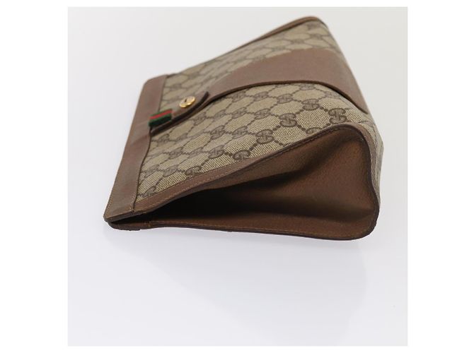 GUCCI GG Supreme Web Sherry Line Clutch Bag PVC Beige Rosso 89 01 033 Auth ep4795 - vista 4