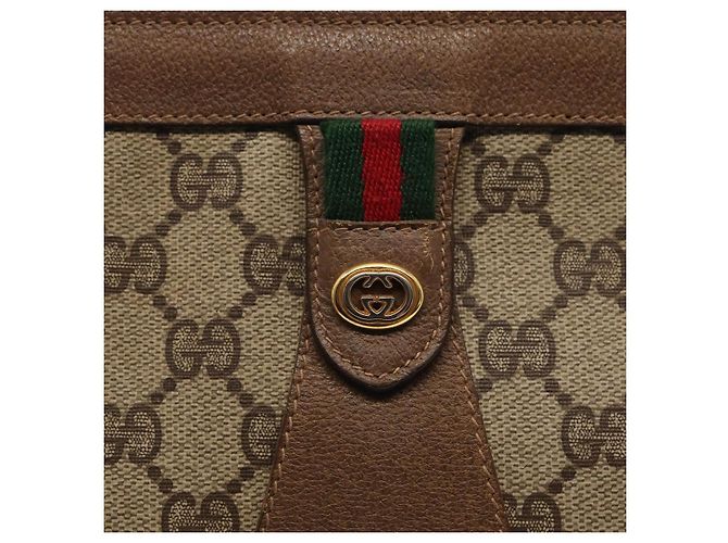 GUCCI GG Supreme Web Sherry Line Clutch Bag PVC Beige Rosso 89 01 033 Auth ep4795 - vista 8