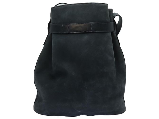 Borsa a Spalla Gancini in Camoscio Blu Navy Salvatore Ferragamo Auth yk13840 - vista 2