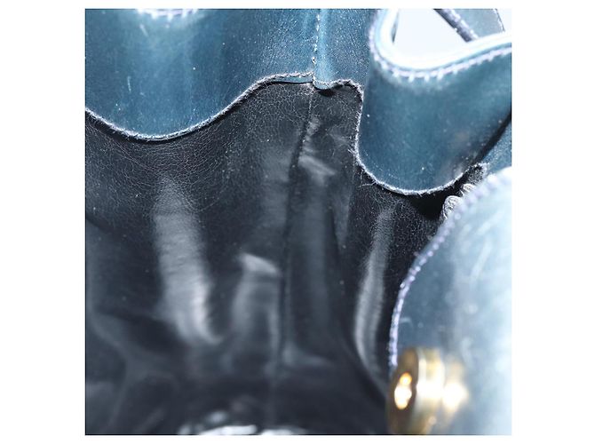 Borsa a Spalla Gancini in Camoscio Blu Navy Salvatore Ferragamo Auth yk13840 - vista 20