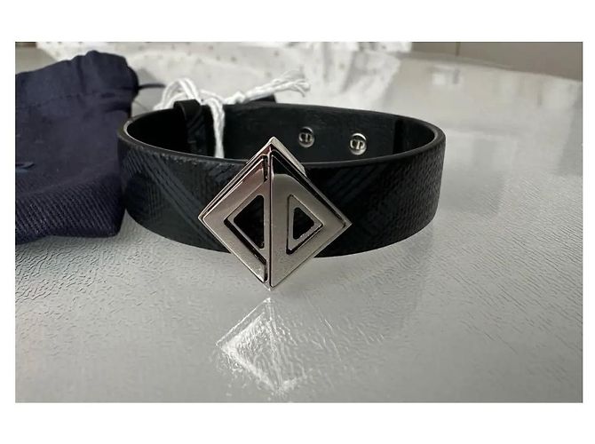 Bracciale Dior CD Diamant Canvas Nero in Pelle - vista 7