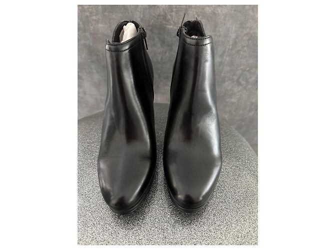 Autre Marque Schwarze Lederstiefeletten 9cm Absatz Größe 38 - Ansicht 3