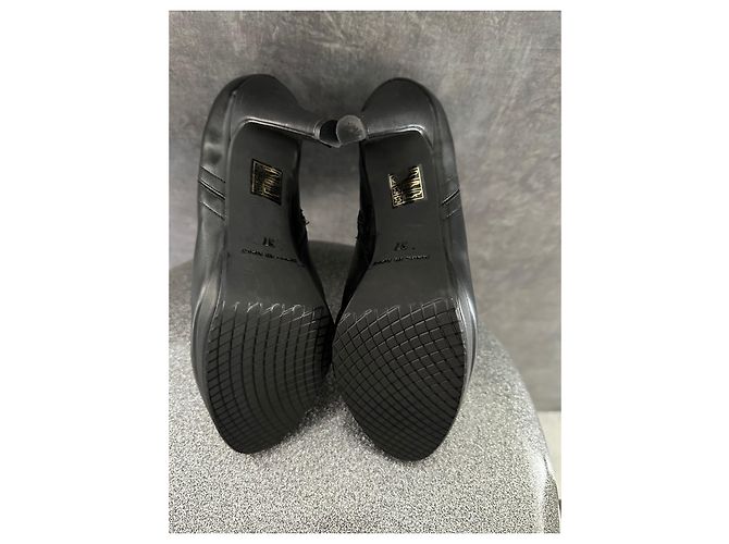 Autre Marque Schwarze Lederstiefeletten 9cm Absatz Größe 38 - Ansicht 5
