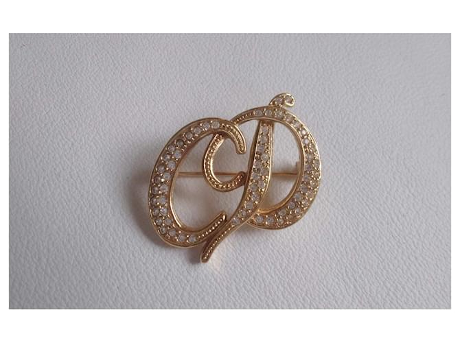 Spilla Christian Dior iniziali CD oro e cristallo D'oro - vista 2