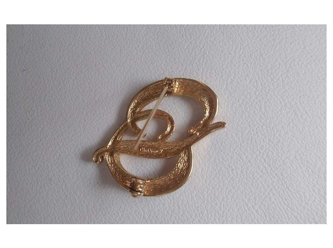 Spilla Christian Dior iniziali CD oro e cristallo D'oro - vista 4