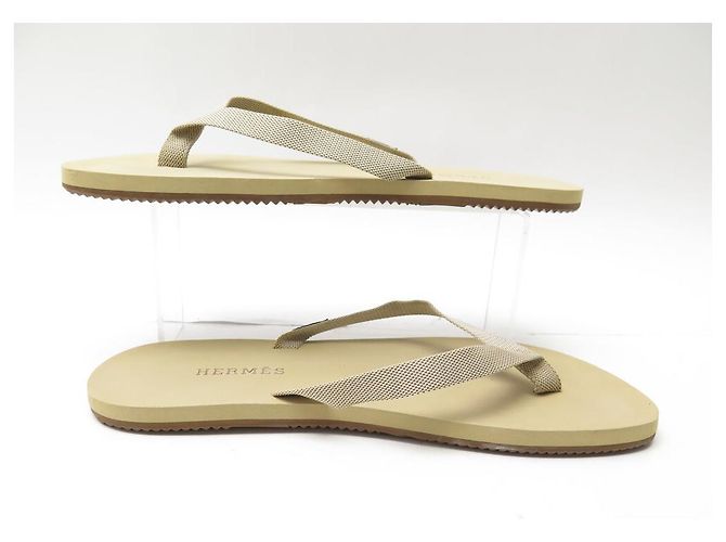 Hermès HERMES ISOLELLA 42.5 SANDALI INFRADITO BEIGE CANVAS - vista 2