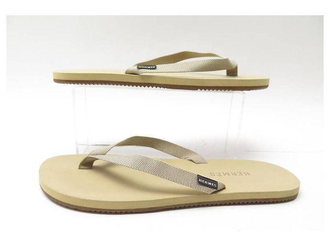 Hermès HERMES ISOLELLA 42.5 SANDALI INFRADITO BEIGE CANVAS - vista 3