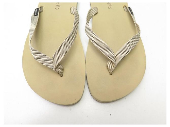Hermès HERMES ISOLELLA 42.5 SANDALI INFRADITO BEIGE CANVAS - vista 4