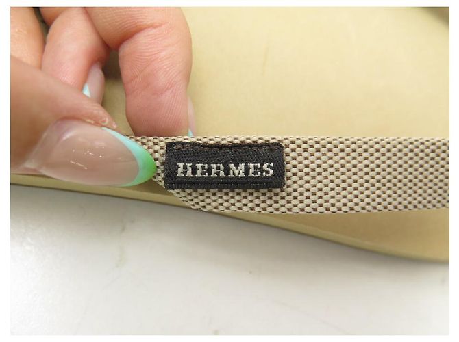Hermès HERMES ISOLELLA 42.5 SANDALI INFRADITO BEIGE CANVAS - vista 7