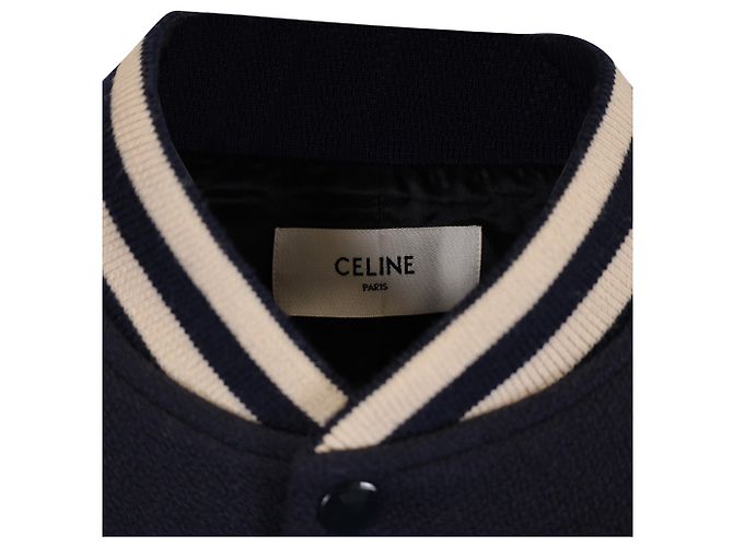 Céline Jaqueta bomber universitária Celine Varsity em lã azul marinho - vista 2
