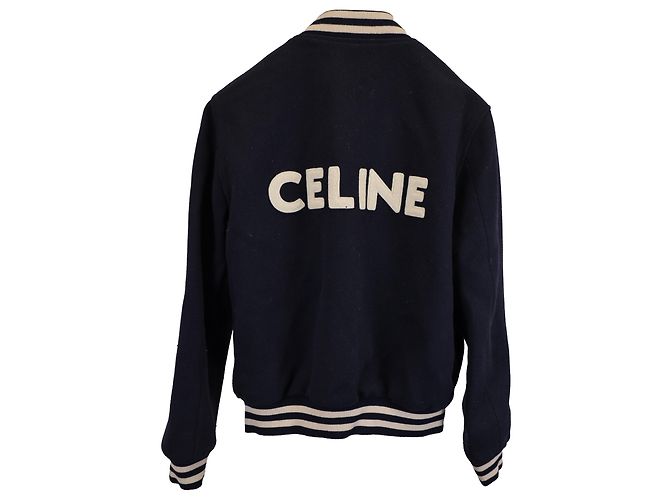 Céline Jaqueta bomber universitária Celine Varsity em lã azul marinho - vista 3